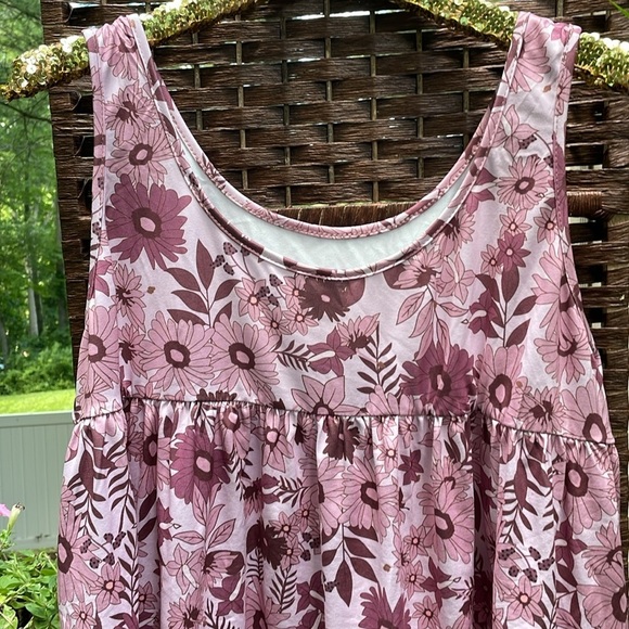 Plus Size Pink Floral Baby Doll Style Top - Picture 7 of 12